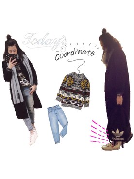 「ZARA KIDS」｜「アイテム（チェスターコート）」を使った、Ｓｈａｋｉｎ.さん（レディース・168cm）の冬コーディネート