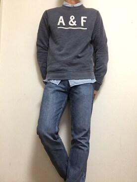 「Abercrombie&Fitch（アバークロンビーアンドフィッチ）のアイテム（スウェット）」を使った、Masatoさん（メンズ・177cm）の秋コーディネート
