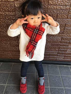 BURBERRY カシミヤ バーバリー キッズ マフラー レッド