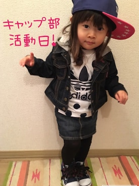 「デニムonデニム」｜「アイテム（ジャケット/アウター）」を使った、MIiAさん（キッズ・80cm）の冬コーディネート