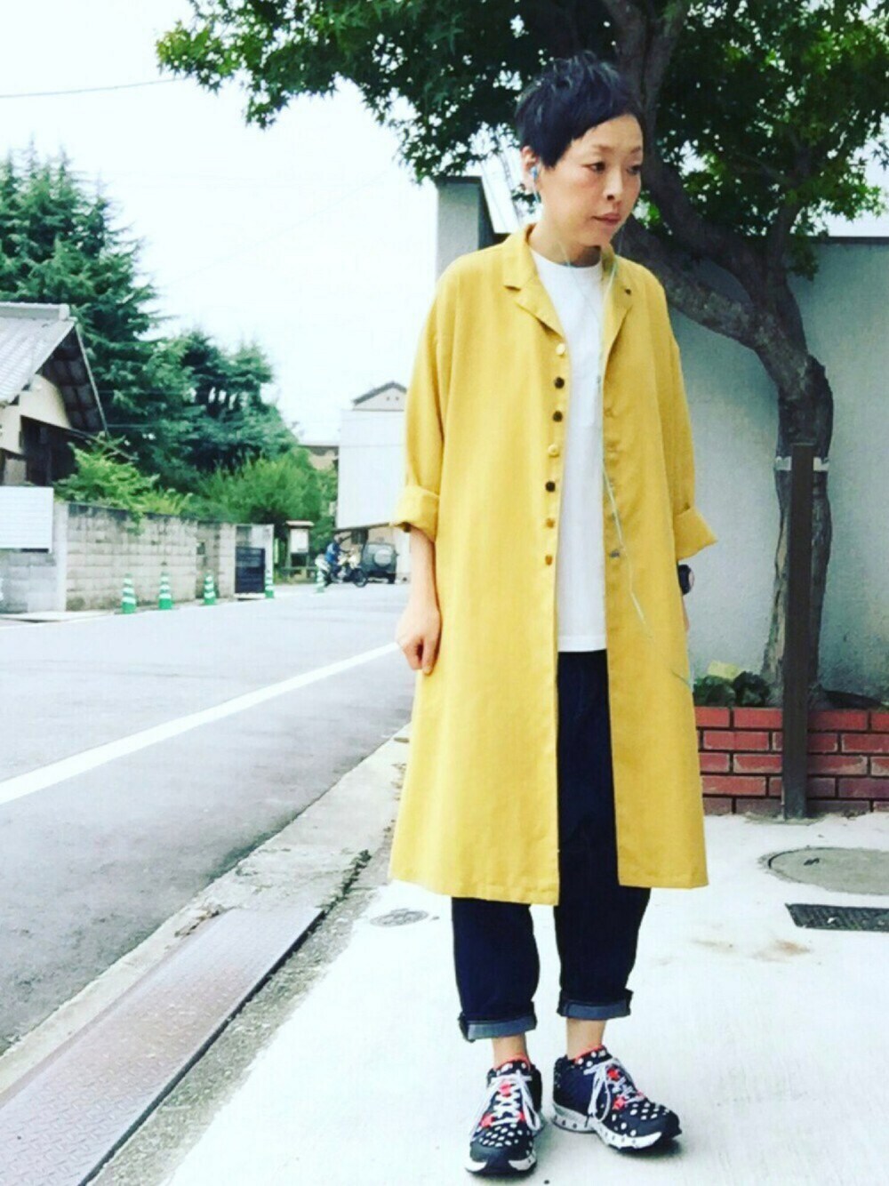 「FRAPBOIS」｜「FRAPBOISのナッツコート （チェスターコート、イエロー系）」を使った、0309さん（レディース・155cm）の秋コーディネートの1枚目の写真