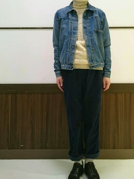 「パラブーツ」｜「アイテム（デニムジャケット）」を使った、така＠さん（メンズ・178cm）の冬コーディネート