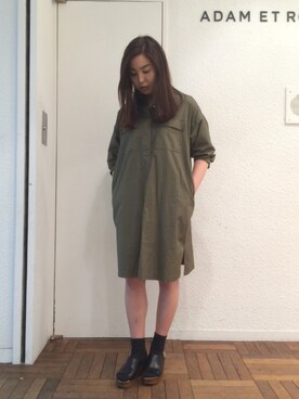 「アダムエロペ」｜「アイテム（ワンピース/ドレス）」を使った、岸田祐季さん（レディース・158cm）の春コーディネート