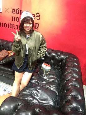 「8seconds（エイトセカンズ）のアイテム（スタジャン）」を使った、正能量的胖小姐さん（レディース・164cm）の秋コーディネート