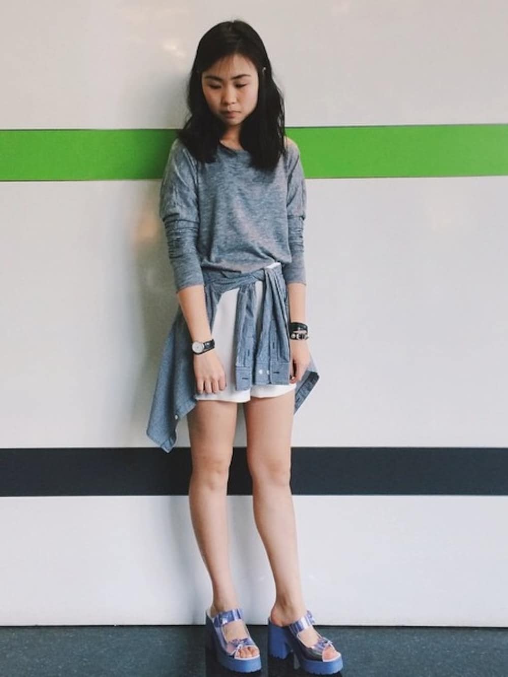 「sotd、ootd、miista」｜「miistaのアイテム（サンダル、パープル系）」を使った、P.V.Sさん（レディース・165cm）の秋コーディネートの1枚目の写真
