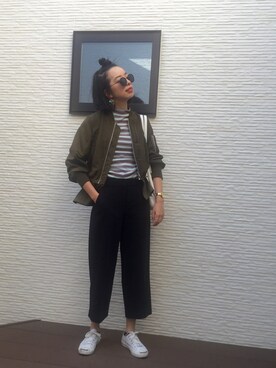 「Ameri（アメリ）のアイテム（MA-1）」を使った、kirinさん（レディース・173cm）の春コーディネート