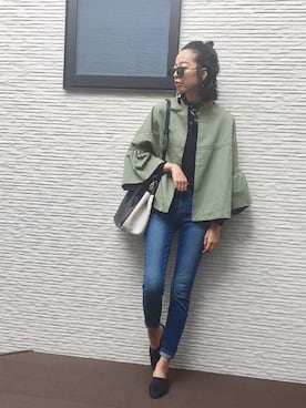 「バブーシュ」｜「アイテム（ノーカラージャケット）」を使った、kirinさん（レディース・173cm）の秋コーディネート