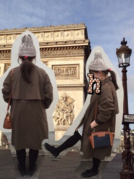 「KBF（ケイビーエフ）のKBF　ボーイフレンドコート（その他アウター、グリーン系）」を使った、Hanuruさん（レディース・156cm）の冬コーディネート