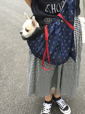 「愛犬のアイテム（その他、ホワイト系）」を使った、Hanuruさん（レディース・156cm）の夏コーディネート