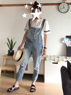 「ベルトサンダル」｜「アイテム（オールインワン・サロペット）」を使った、mtyさん（レディース・166cm）の夏コーディネート