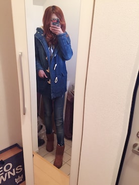 「Rodeo Crowns（ロデオクラウンズ）のアイテム（ダッフルコート）」を使った、よっこさん（レディース・161cm）の冬コーディネート