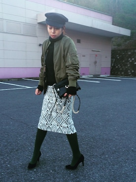 「URBAN RESEARCH ROSSO WOMEN（アーバンリサーチ　ロッソ）のアイテム（ノーカラージャケット）」を使った、福持奈津美さん（レディース・157cm）の冬コーディネート