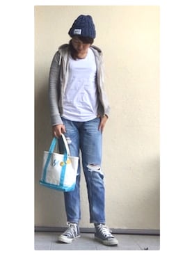 「定番」｜「アイテム（ニットキャップ/ビーニー）」を使った、mariさん（レディース・167cm）の秋コーディネート