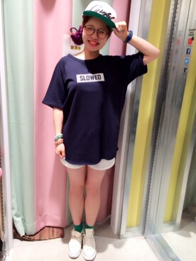 「プルオーバーパーカー」｜「アイテム（スウェット）」を使った、ぱぱちゃんさん（レディース・163cm）の夏コーディネート