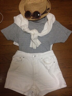 「niko and...（ニコアンド）のアイテム（ハット、ブラウン系）」を使った、bombom,さん（レディース・154cm）の夏コーディネート