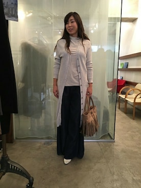 「ロングカーディガン」｜morokopressさん（レディース・157cm）の春コーディネート