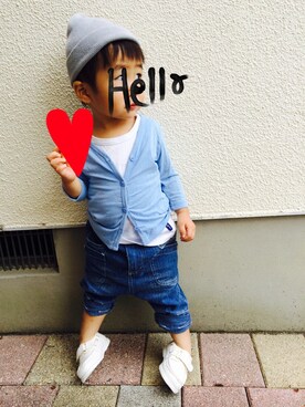 「apres les cours（アプレレクール）のアイテム（モカシン/デッキシューズ）」を使った、sa.さん（キッズ・80cm）の秋コーディネート