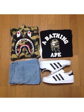 「bape #abathingape #kicks」｜SASAさん（メンズ・166cm）の秋コーディネート