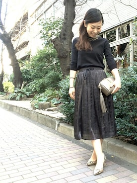 「黒ニット」｜GA-SUさん（レディース・158cm）の冬コーディネート