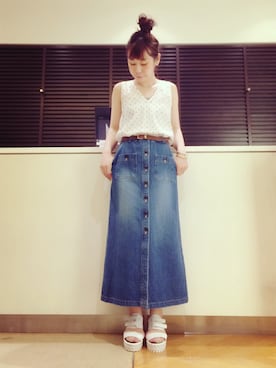 「HELIOPOLE（エリオポール）のアイテム（サンダル）」を使った、GA-SUさん（レディース・158cm）の春コーディネート