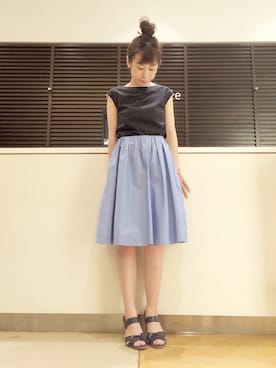 「膝丈スカート」｜GA-SUさん（レディース・158cm）の春コーディネート