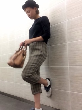 「UNKNOWN.（アンノウン）のアイテム（スラックス）」を使った、ruckさん（レディース・153cm）の秋コーディネート