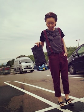 「帽子」｜「アイテム（クラッチバッグ）」を使った、ruckさん（レディース・153cm）の秋コーディネート