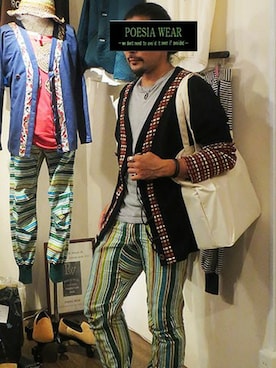 「黒カーディガン」｜POESIA－Mas－さん（メンズ・170cm）の秋コーディネート