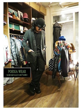 「ノーカラージャケット」｜「アイテム（その他シューズ）」を使った、POESIA－Mas－さん（メンズ・170cm）の秋コーディネート