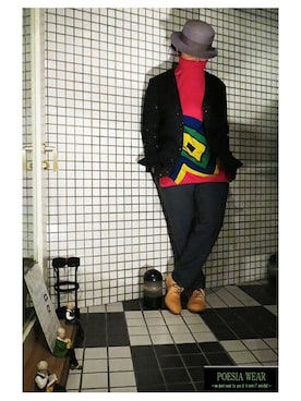 「アイテム（ノーカラージャケット、グレー系）」を使った、POESIA－Mas－さん（メンズ・170cm）の秋コーディネート