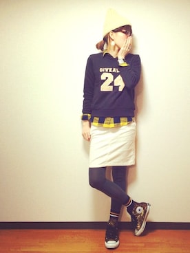 「スウェット×シャツ」｜naoさん（レディース・166cm）の春コーディネート