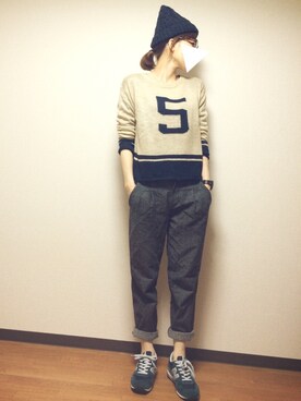「NEW BALANCE（ニューバランス）のNew Balance ニューバランス ライフスタイルシューズ MRL996AN NAVY(AN)（スニーカー）」を使った、naoさん（レディース・166cm）の秋コーディネート