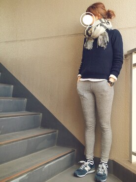 「NEW BALANCE（ニューバランス）のNew Balance ニューバランス ライフスタイルシューズ MRL996AN NAVY(AN)（スニーカー）」を使った、naoさん（レディース・166cm）の冬コーディネート