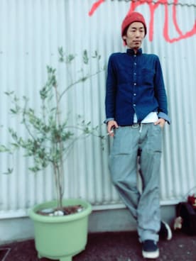 「アイテム（ニットキャップ/ビーニー）」を使った、がり太さん（メンズ・173cm）の秋コーディネート