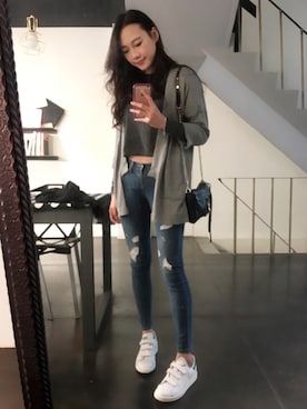「stansmith」｜「アイテム（ジャケット/アウター）」を使った、Ivy Hsuさん（レディース・167cm）の冬コーディネート