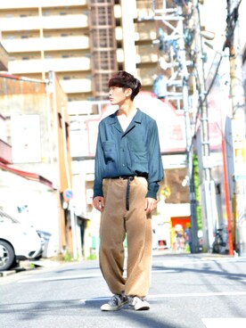 「YANTOR（ヤントル）のアイテム（トップス）」を使った、東端さん（メンズ・165cm）の夏コーディネート