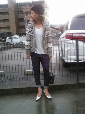 「カウチン」｜KANAさん（レディース・150cm）の秋コーディネート