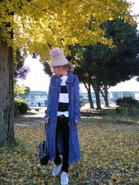 「RCWB（アールシーダブリュービー）のアイテム（帽子）」を使った、KANAさん（レディース・150cm）の秋コーディネート