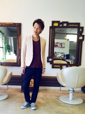 「Pledge（プレッジ）のアイテム（ジャケット/アウター）」を使った、上水流（弟）さん（メンズ・171cm）の秋コーディネート