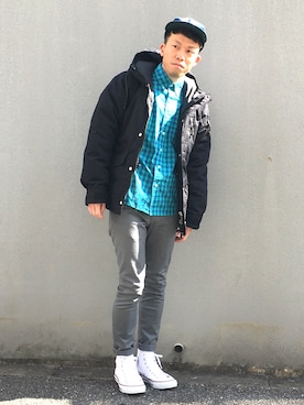 「アイテム（ダウンジャケット/コート）」を使った、ジョーゴ タケシさん（メンズ・168cm・30代）の冬コーディネート