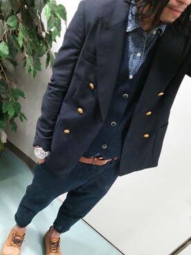 「TOMMY HILFIGER（トミーヒルフィガー）のアイテム（テーラードジャケット）」を使った、A.K.I.さん（メンズ・173cm）の冬コーディネート
