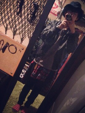 「LACOSTE（ラコステ）のUSED Lacoste バケットハット （ハット、ブラック系）」を使った、kazikaziさん（メンズ・164cm）の秋コーディネート