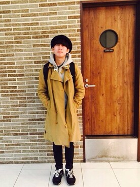 「no brand（ノーブランド）のUSED: ボーラーハット（ハット、ブラック系）」を使った、kazikaziさん（メンズ・164cm）の冬コーディネート
