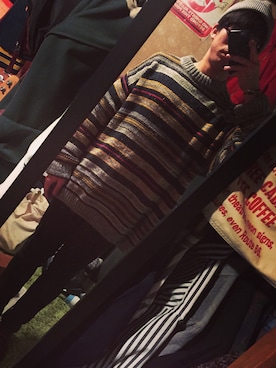 「SUPER dailyのhintmoreproduct オリジナルブランド （ニットキャップ/ビーニー、グレー系）」を使った、kazikaziさん（メンズ・164cm）の冬コーディネート