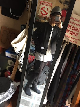 「SUPER dailyのhintmoreproduct オリジナルブランド （ニットキャップ/ビーニー、グレー系）」を使った、kazikaziさん（メンズ・164cm）の春コーディネート