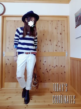 「REAL MIND（リアルマインド）のアイテム（バッグ）」を使った、ぷっちょ☆さん（レディース・156cm）の冬コーディネート