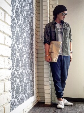 「サタデーズ ニューヨークシティ (Saturdays NYC)」｜「アイテム（ニットキャップ/ビーニー）」を使った、kazuさん（メンズ・175cm）の夏コーディネート
