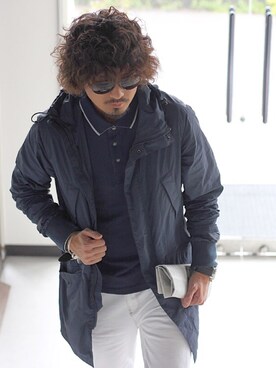 「ホワイトデニム」｜「アイテム（モッズコート）」を使った、kazuさん（メンズ・175cm）の春コーディネート
