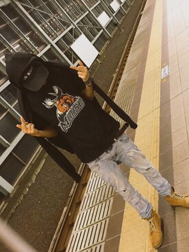 「INTERBREED（インターブリード）のアイテム（ジャケット/アウター）」を使った、GUEVARAさん（メンズ・182cm）の春コーディネート