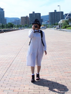 「one after another NICE CLAUP（ワンアフターアナザーナイスクラップ）のアイテム（シャツワンピース）」を使った、うめ かんな。さん（レディース・160cm）の秋コーディネート